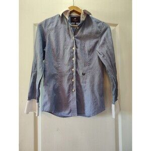 Sacoor Brother Women's Blue & White Dress Shirt Size 38/12 Small